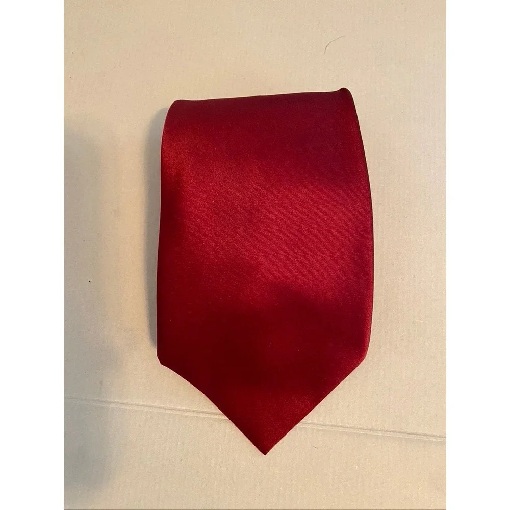 Green Original Mens Red Solid Satin Finish Formal Necktie Classic Silk Style Tie